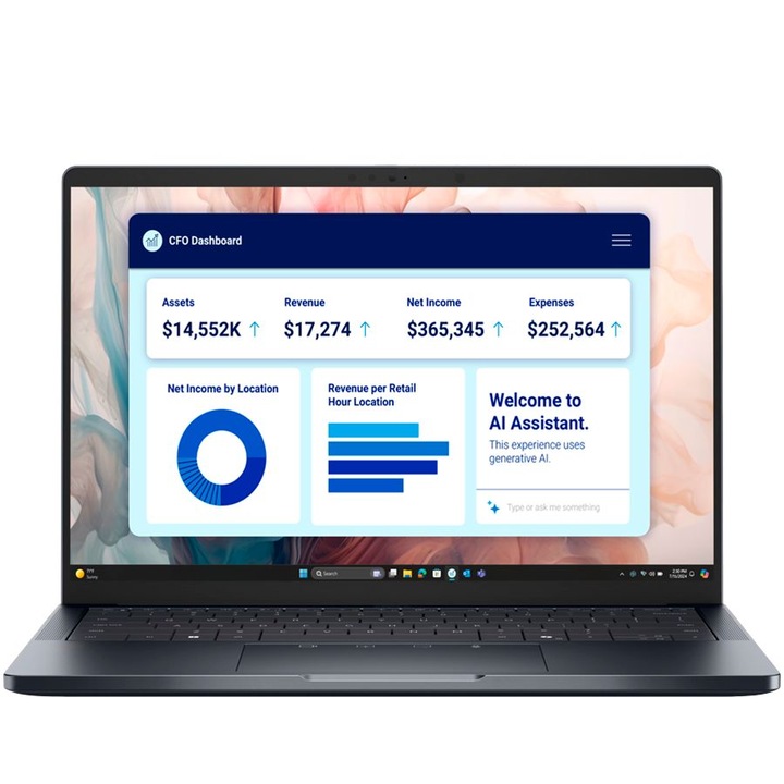 Laptop Dell Pro 14 Premium PA14250, 14 inch 1920 x 1200, Intel 236V 8 C / 8 T, 2.1 GHz - 4.7 GHz, 8 MB cache, 16 GB LPDDR5X, 512 GB SSD, Intel Arc Graphics, Windows 11 Pro