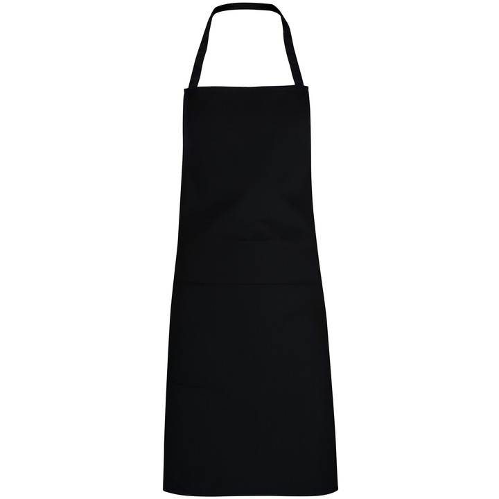 Sort bucatarie lung Negru, legaturi laterale si banda de gat ton in ton, unisex