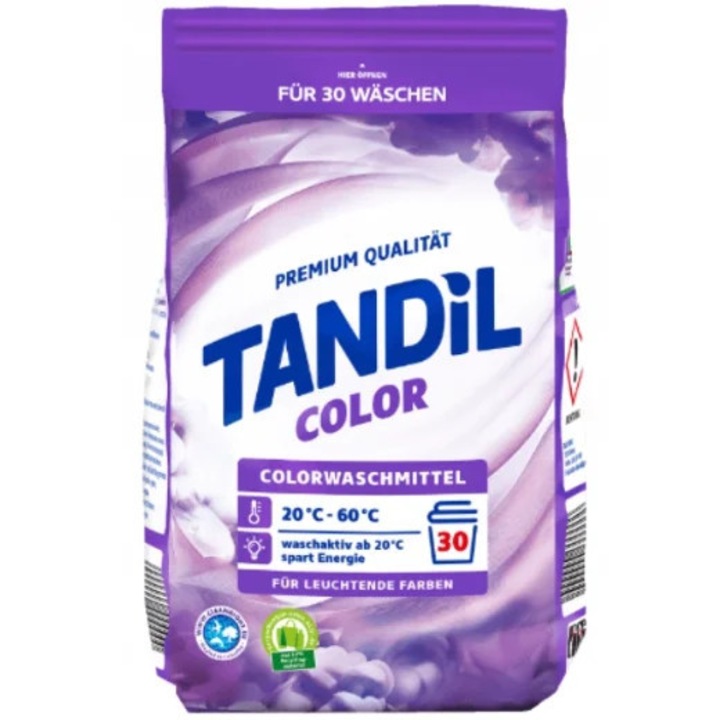 Detergent de rufe, tandil, colorant, 2, 025 kg, 30 spalari, eficient in indepartarea murdariei, protectie impotriva decolorarii, restabilirea elasticitatii tesaturilor, contine enzime, sigur pentru rufe colorate, formula inovatoare, prospetime de lunga