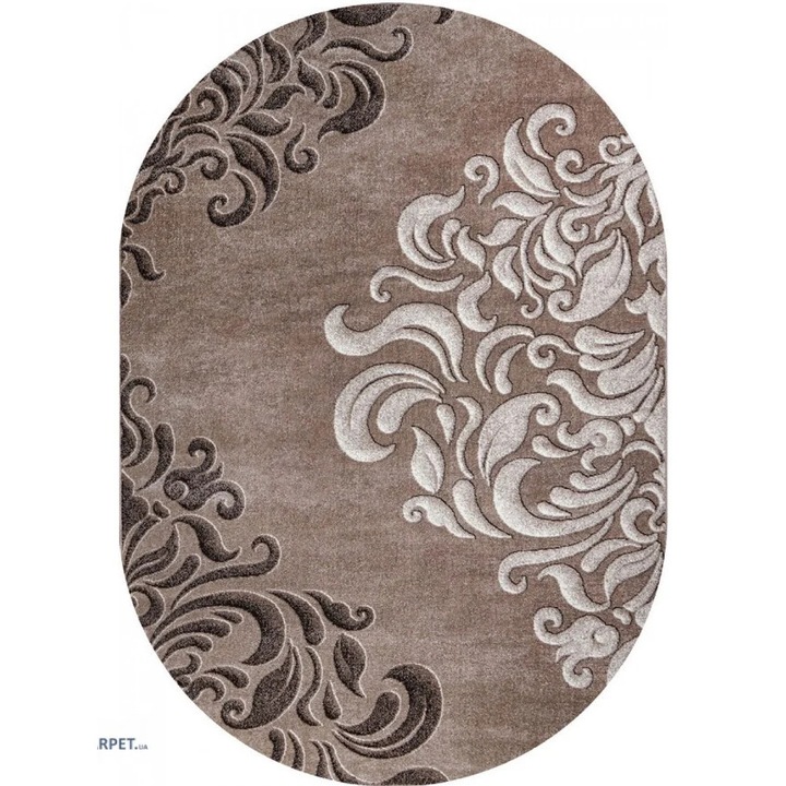 Covor Oval Model Mira 24031-234, Marime 60 x 110 cm, Maro, Inaltime Fir 6 mm, Antialergic, Polipropilena, Living, Dormitor, Sufragerie, Birou 60 x 110