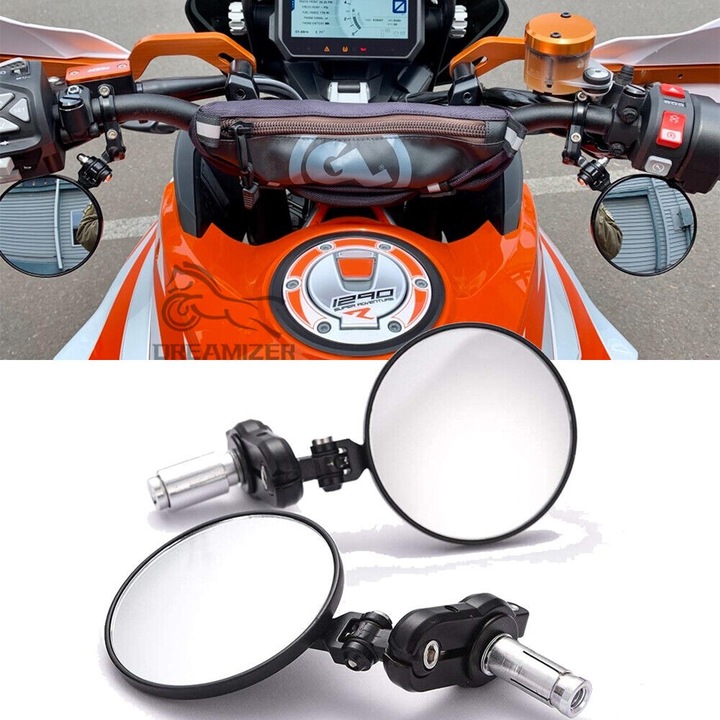 Oglinda moto Motonfs compatibil cu Set 2 Reglabil cap ghidon Negru SCUTER ATV HONDA YAMAHA SUZUKI KAWASAKI DUCATI BMW