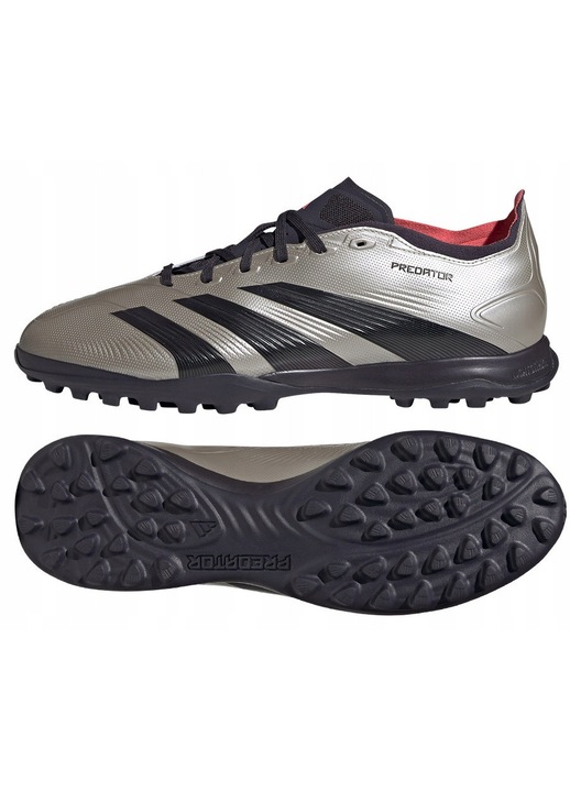 Ghete fotbal adidas Predator League TF, unisex, gri, material sintetic, pentru gazon artificial, iarna 2024, 44 2/3 EU