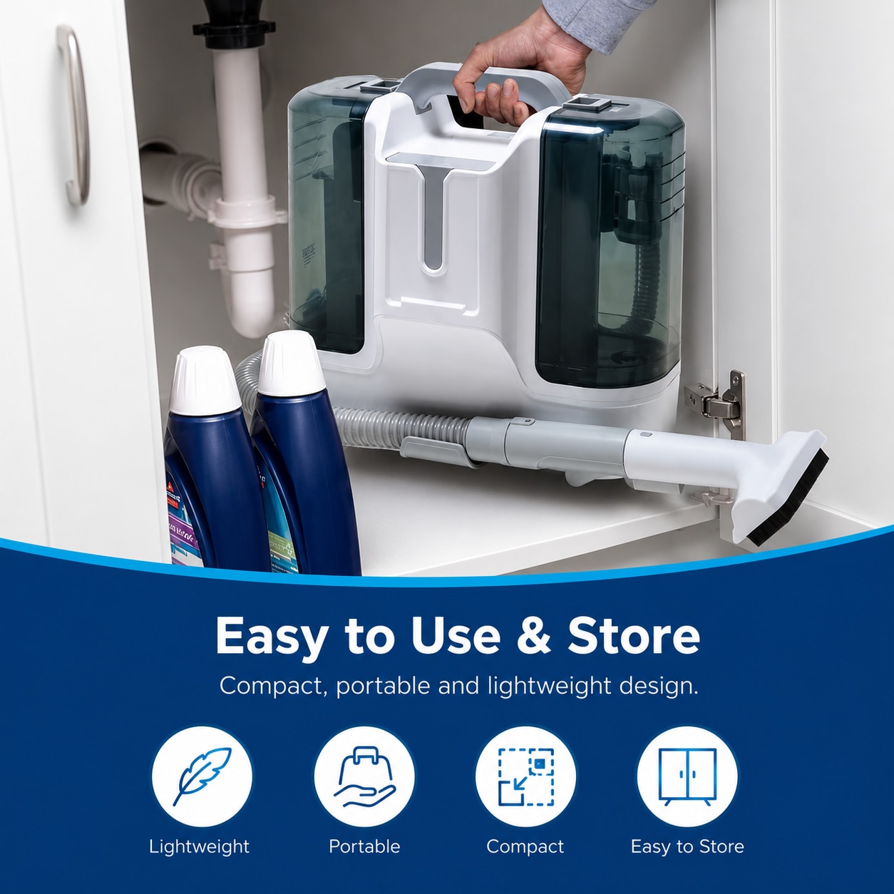 Sharpdo® Aspirator Cu Spalare, Aspirator Spalare Cu Extractie, Rezervor Dublu 1.8L + 0.6L, Aspirator Cu Motor 450W, Perie Sub Presiune, Furtun Auto-Curatare, Compact, Portabil, Ideal Auto, Canapea, Mocheta, alb