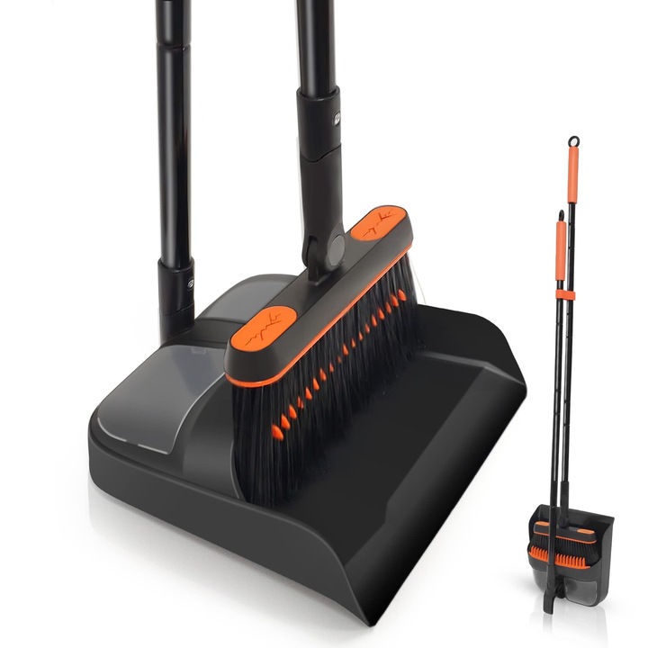 Set Matura si Faras Leccik® cu Coada Lunga de 138 cm, Cap Rotativ la 180 Grade pentru Zone Greu Accesibile, Design Ergonomic, Ideal pentru Curatenie, Parchet, Gresie si Par de Animale, Casa, Birou