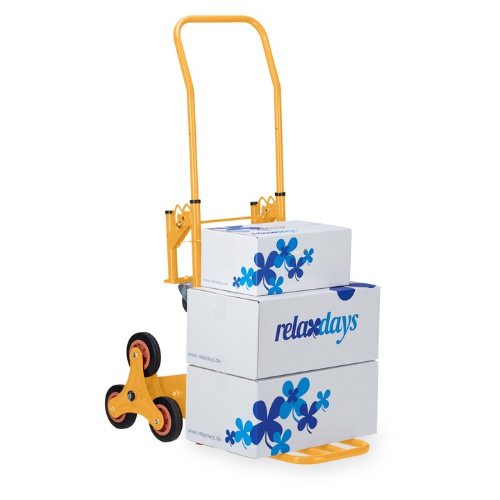 Carucior multifunctional pentru urcat scari Relaxdays, galben, 2 in 1, 124x54x77 cm