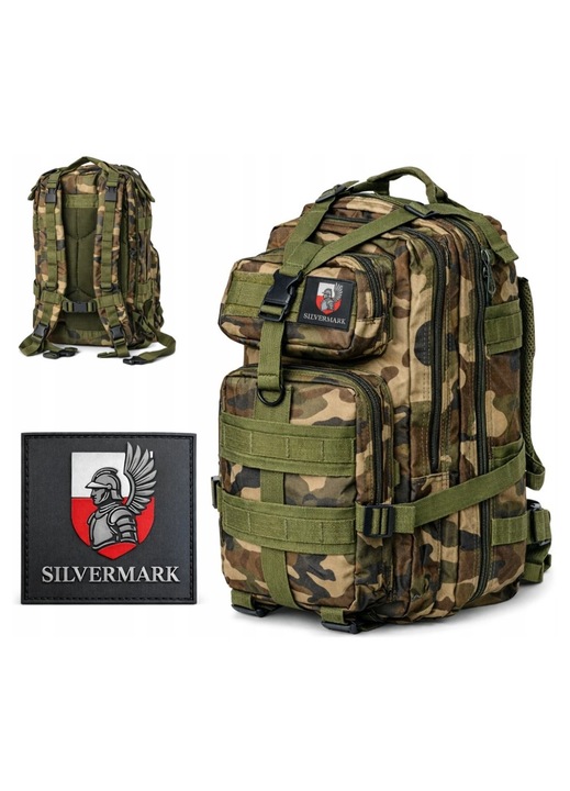 Rucsac militar, tactic, de razboi, turistic, de munte, camuflaj, verde, 35L, survival, Husarz pe scut
