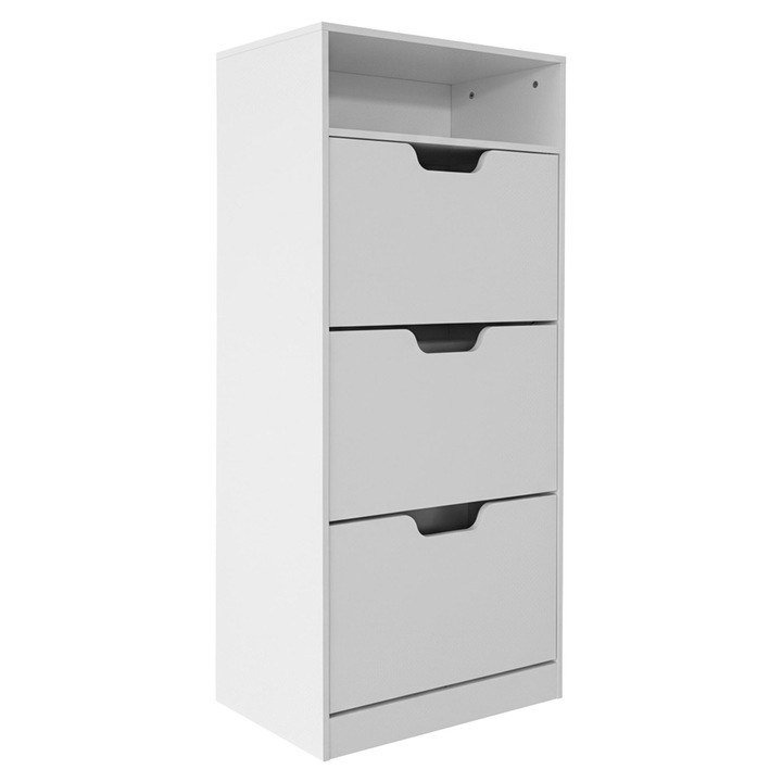 Dulap pantofi Relaxdays, 140x60x24cm, 14 perechi, finisaj din lemn, alb