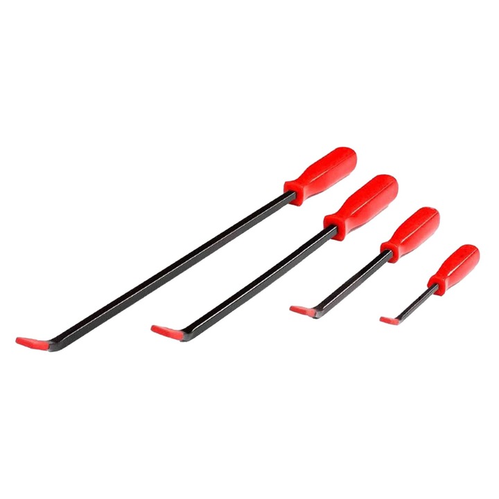 Set de bare de levier Relaxdays, 4 lungimi, negru/rosu, 200x300x450x600mm