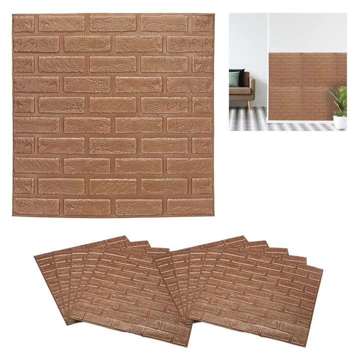 Relaxdays 10 darabos 3D dekoratív panel készlet, absztrakt design, réz, 70x70x0.5cm