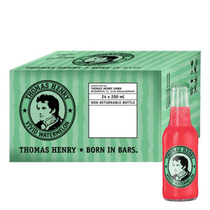Bautura Carbogazoasa Thomas Henry, Vivid Watermelon, Sticla, 24 x 0.2l