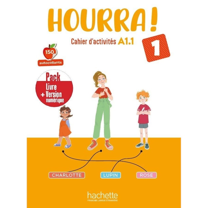 Caiet de exercitii Hourra 1, Hachette, pentru copii 6-9 ani, cu acces online, colorat