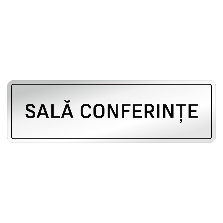 Indicator semnalizare usa, Sala conferinte, ABS argintiu, 200x60 mm
