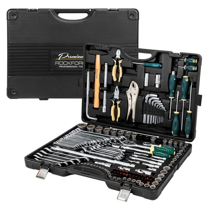 Szerszámkészlet 148 részes 1/4", 3/8", 1/2", 4-36mm, Rockforce, szállítókoffer, Cr-V, Cr-Mo