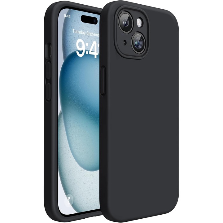 Intelli® Szilikon tok kompatibilis Apple iPhone 15, Matt fekete