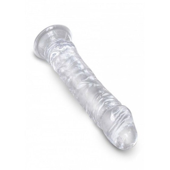 Dildo transparent King Cock, 21,6cm, cu prindere prin ventuza, fara ftalati