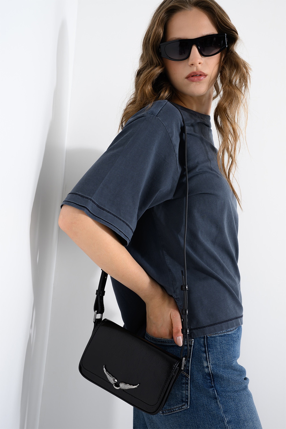 Zadig & Voltaire, Geanta crossbody de piele Zazi Vintage, Negru