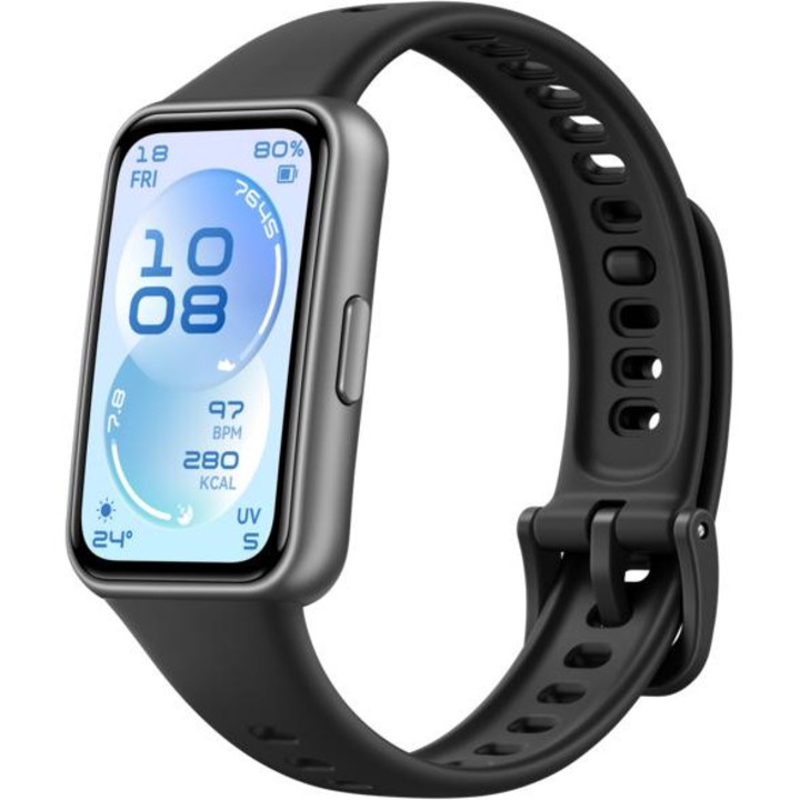 Bratara fitness Huawei Band 11, neagra, ecran AMOLED 1,32", rezistenta la apa 5 ATM