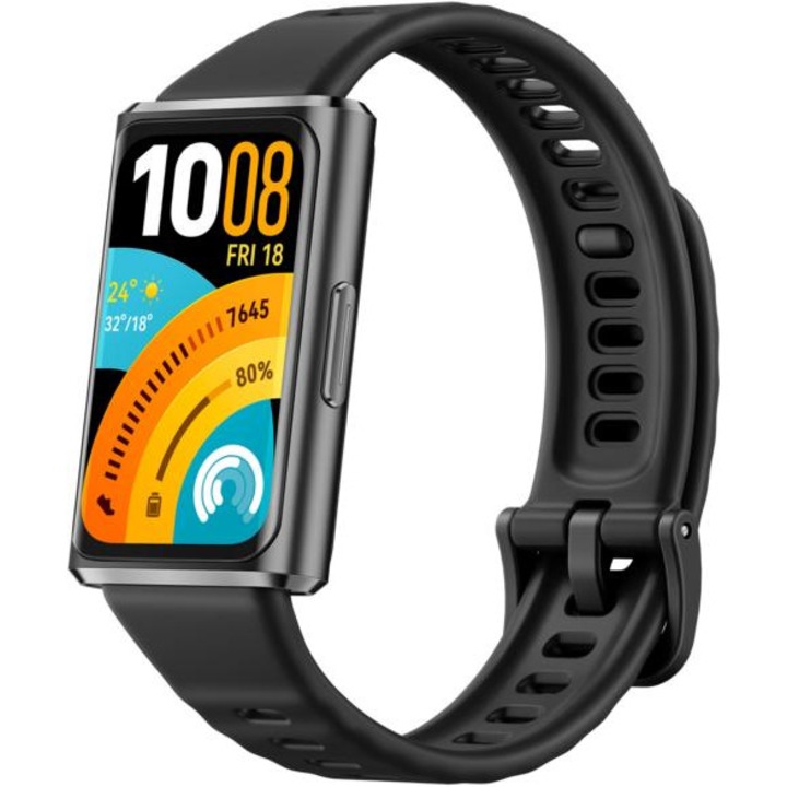 Bratara fitness Huawei Band 11 Pro, metalica, ecran AMOLED 1,32", neagra