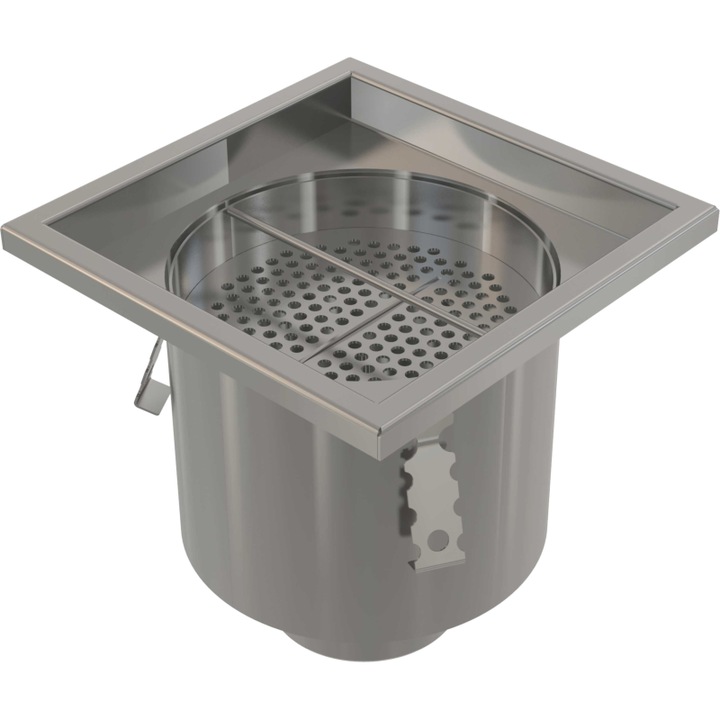 Sistem de scurgere, Alcadrain, drenaj industrial, 200x200x233mm, inox 1,5mm, set cu sitko si usseala