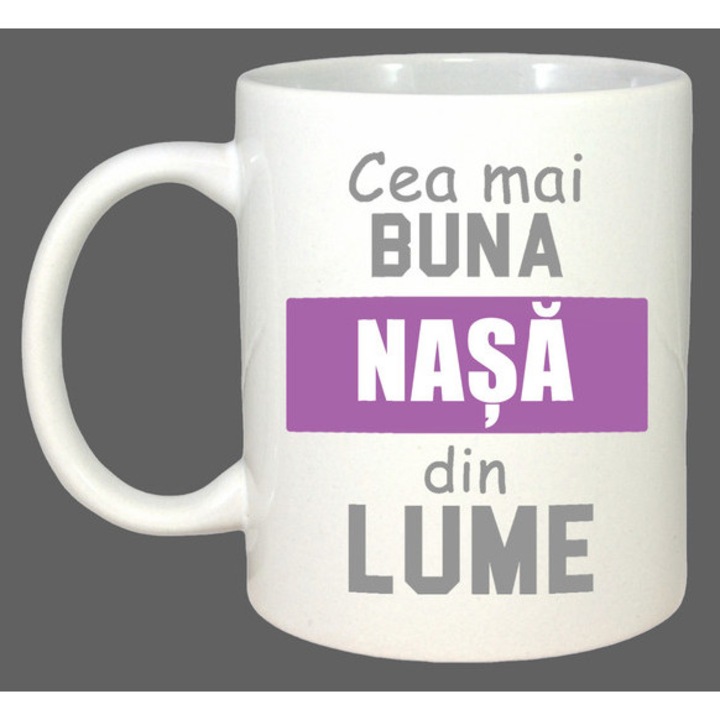 Cana Cea Mai Buna Nasa Din Lume Mov V3, Cadou, Sarbatori, Cri-Flo, Culoare Alb, 330 ml