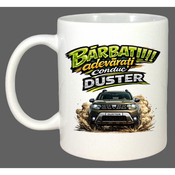 Cana Barbatii Adevarati Conduc Dacia Duster V2, Cadou, Sarbatori, Cri-Flo, Culoare Alb, 330 ml