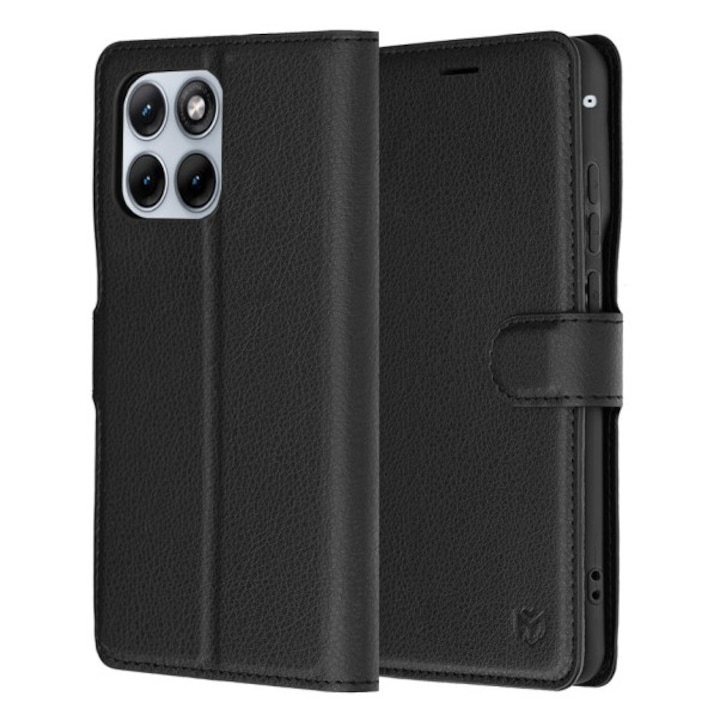 Husa Upzz® Leather Folio Compatibila cu Motorola Edge 70 Fusion, Magnet, Suport Card - Black