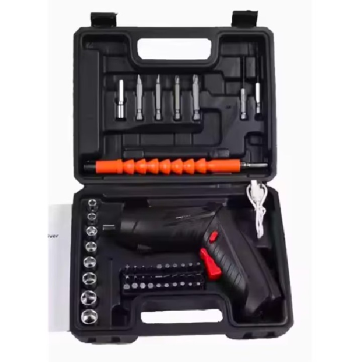 Mini akkus csavarozó UniBox 3.6V, 46 tartozék, ergonomikus kialakítás, újratölthető akkumulátor