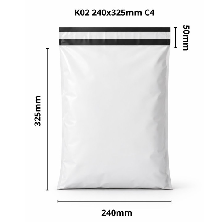 Set 100 plicuri de curierat K2 240X325mm+50 mm (0704) 50micro