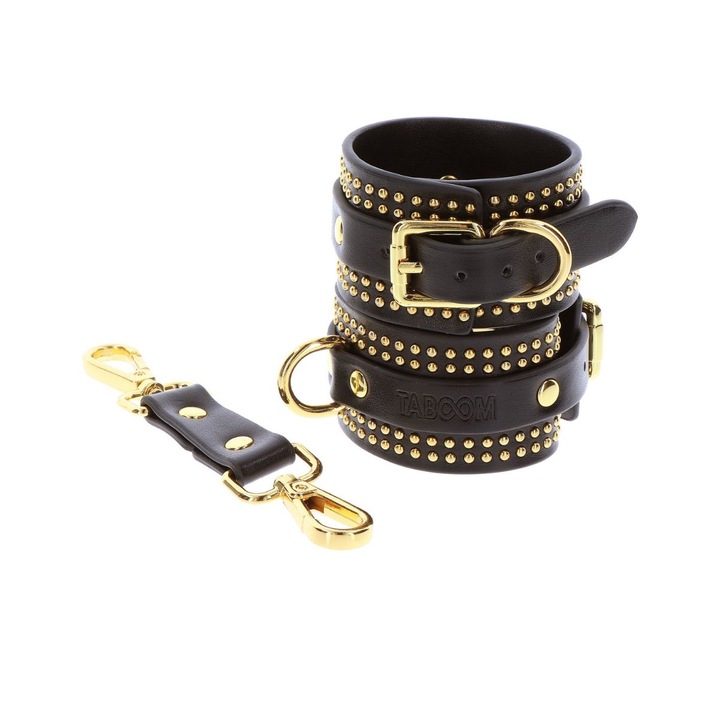 Комплект белезници за китки Taboom Vogue Studded, черни, 28см, регулируеми