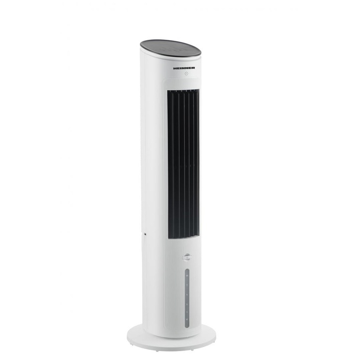 Ventilator cu efect de racire prin evaporare Heinner HACLP-MD43WH, Functie umidificare, Model tip turn, Control digital, 3 viteze, 3 moduri functionare, Capacitate rezervor: 4.5 l, Temporizator, Control prin telecomanda, Sistem siguranta, 45 W, Alb