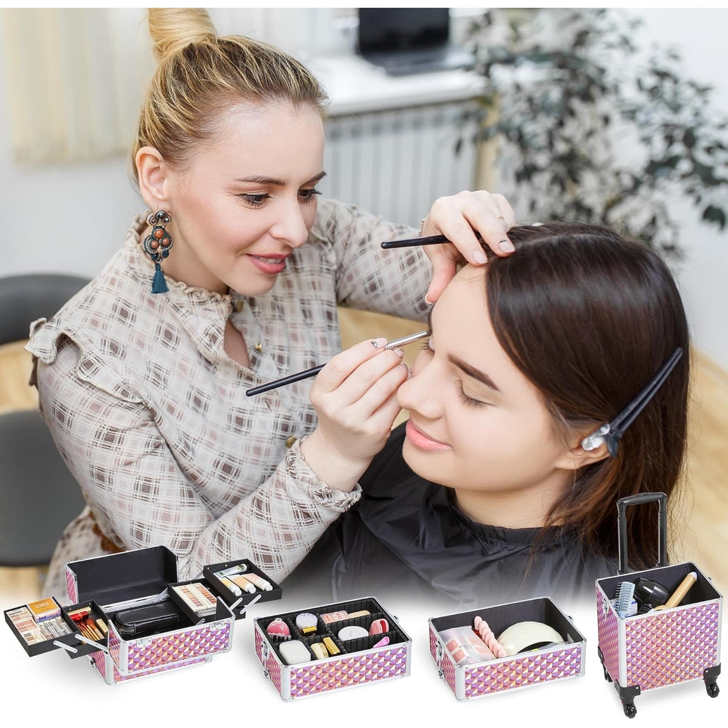 Valiza cosmetica 4 in 1 Yaheetech, troler pentru cosmetice, geanta