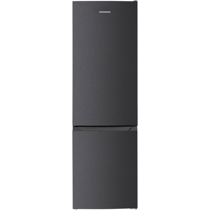 Combina frigorifica Heinner HC-HM262DGE++, 262 l, Clasa E , Control electronic cu termostat ajustabil, Lumina LED, 3 rafturi din sticla frigider, 3 sertare congelator, Usa reversibila, H 180 cm, Gri antracit texturat