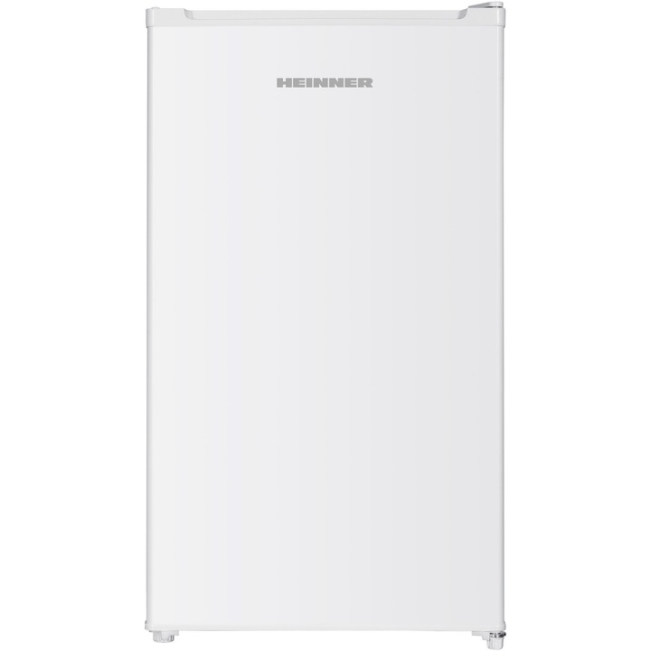 Frigider cu o usa Heinner HF-HM90INVE++, 90 l, Clasa E, Compresor inverter, Control mecanic cu termostat ajustabil, Lumina LED, Raft din sticla, Compartiment fructe si legume, H 85 cm, Alb