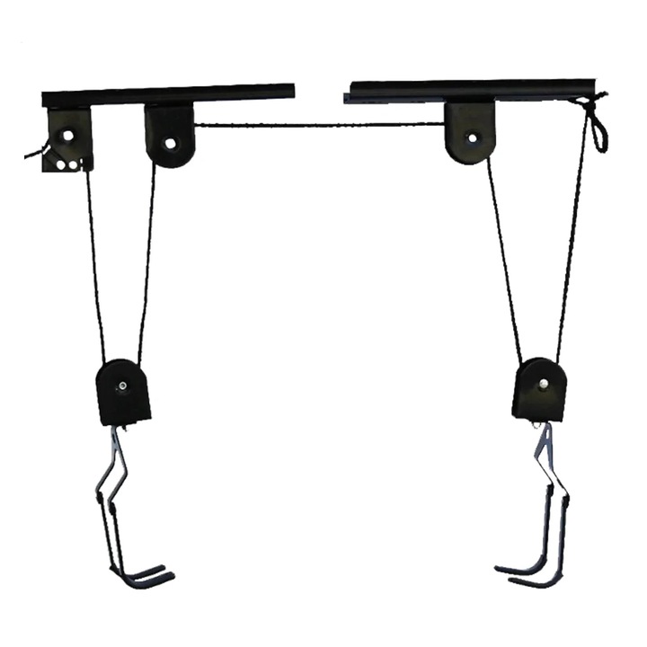 Kerékpár emelő, Mennyezeti emelő, 60 kg, Fekete, 2 akasztólemez