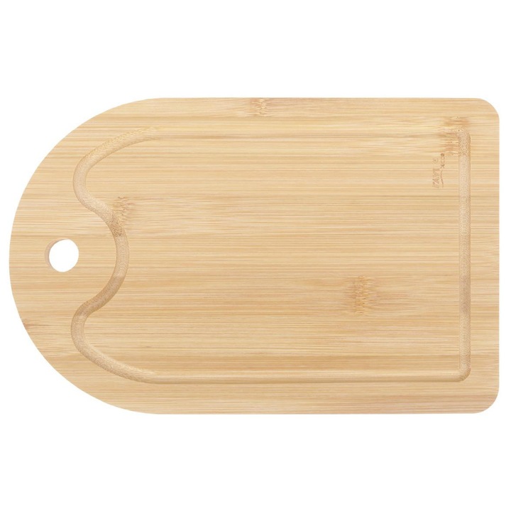 Tocator de bucatarie RAVI din bambus cu caneluri si ochi, 22x15x1 cm