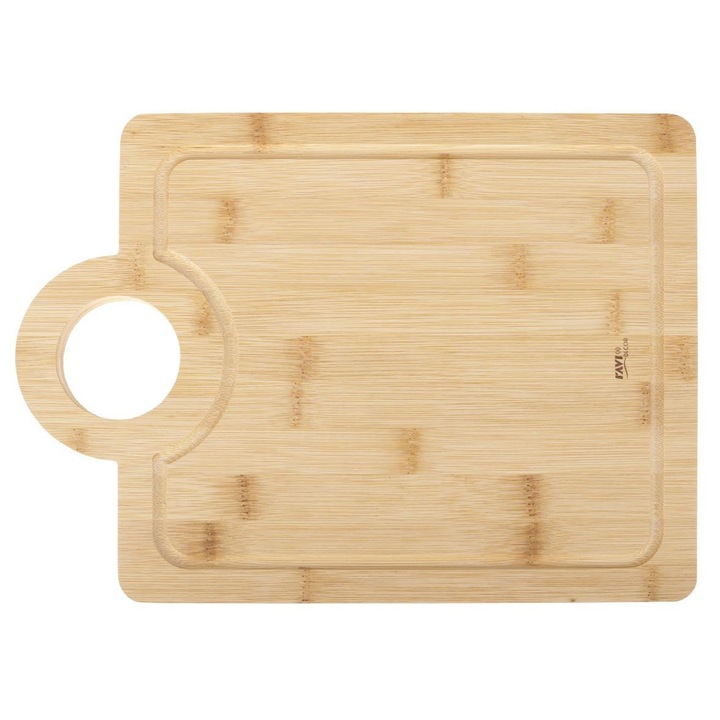 Tocator de bucatarie RAVI din bambus cu rynienki, 33x24x1,5cm