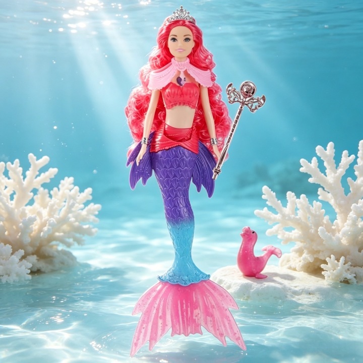 Sellő Hercegnő Baba, LUXWTB, környezetbarát PVC anyag, többféle modell és szín, 37 cm, fényekkel és zenével – ideális játék kislányoknak, tökéletes mindennapi játékhoz és ünnepi ajándékokhoz