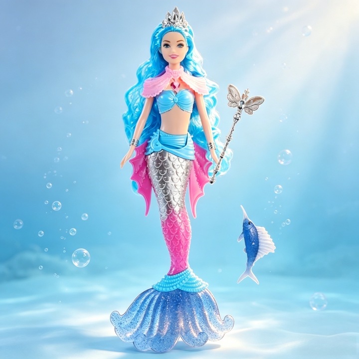 Sellő Hercegnő Baba, LUXWTB, környezetbarát PVC anyag, többféle modell és szín, 37 cm, fényekkel és zenével – ideális játék kislányoknak, tökéletes mindennapi játékhoz és ünnepi ajándékokhoz