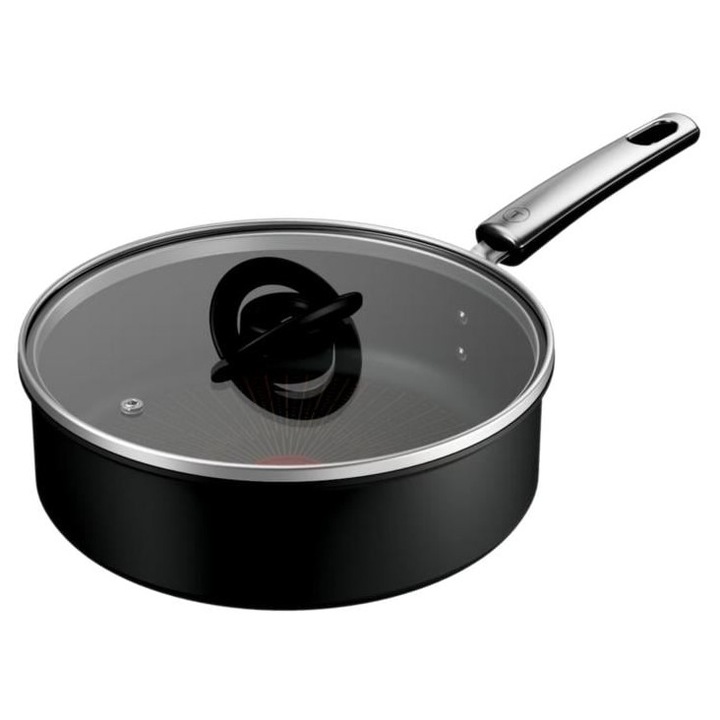 Тиган Tefal Excellence+ 24см, черно-сребрист, 7 слоя, устойчив на надраскване