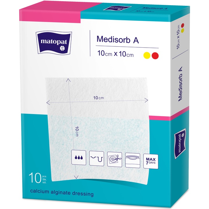 Pansament steril cu alginat de calciu MEDISORB A, 10X10cm, 10 bucati