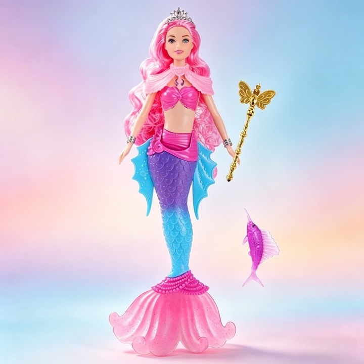 Sellő Hercegnő Baba, LUXWTB, környezetbarát PVC anyag, többféle modell és szín, 37 cm, fényekkel és zenével – ideális játék kislányoknak, tökéletes mindennapi játékhoz és ünnepi ajándékokhoz