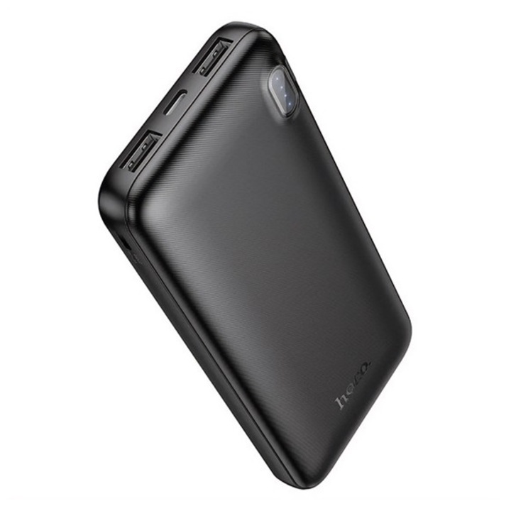 Hoco j128 vésztöltő 2 usb+type-c aljzat, 10000mah, 2a, led jelzés, fekete