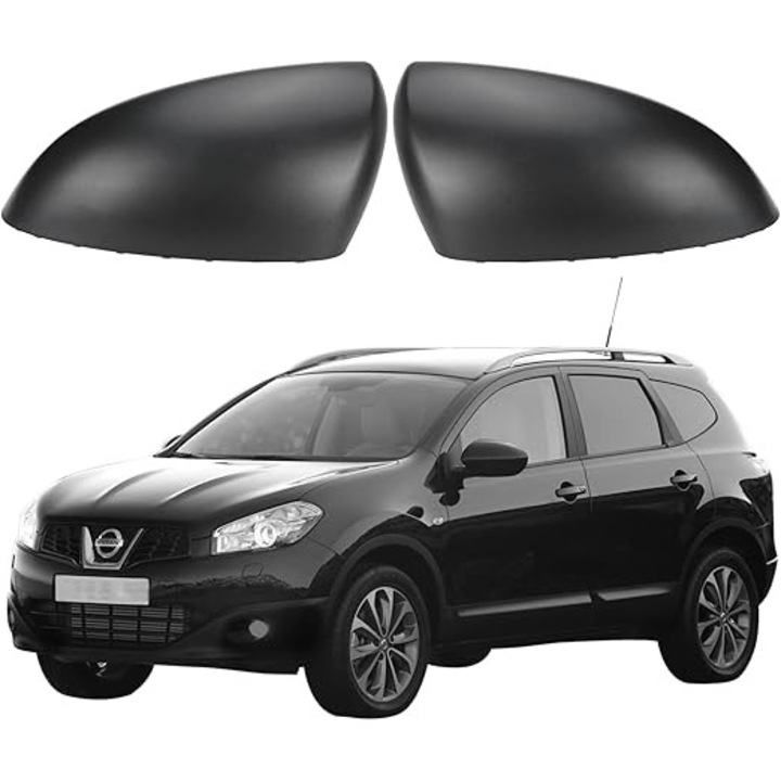 GAFAT oldalsó tükörburkolatok bal + jobb szett texturált fekete Nissan Qashqai J10 2007-2014 modellekhez