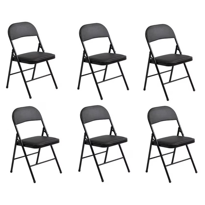 Set 6 Scaune pliabile, cu cadru metalic, JRH, tapitat cu piele sintetica