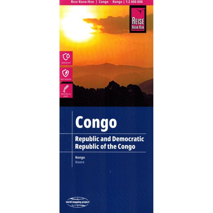 Harta auto Kongo 1:2 000 000, Reise Know-How, waterproof, 2023