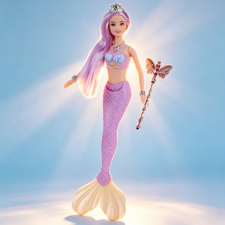 Sellő Hercegnő Baba, LUXWTB, környezetbarát PVC anyag, többféle modell és szín, 37 cm, fényekkel és zenével – ideális játék kislányoknak, tökéletes mindennapi játékhoz és ünnepi ajándékokhoz