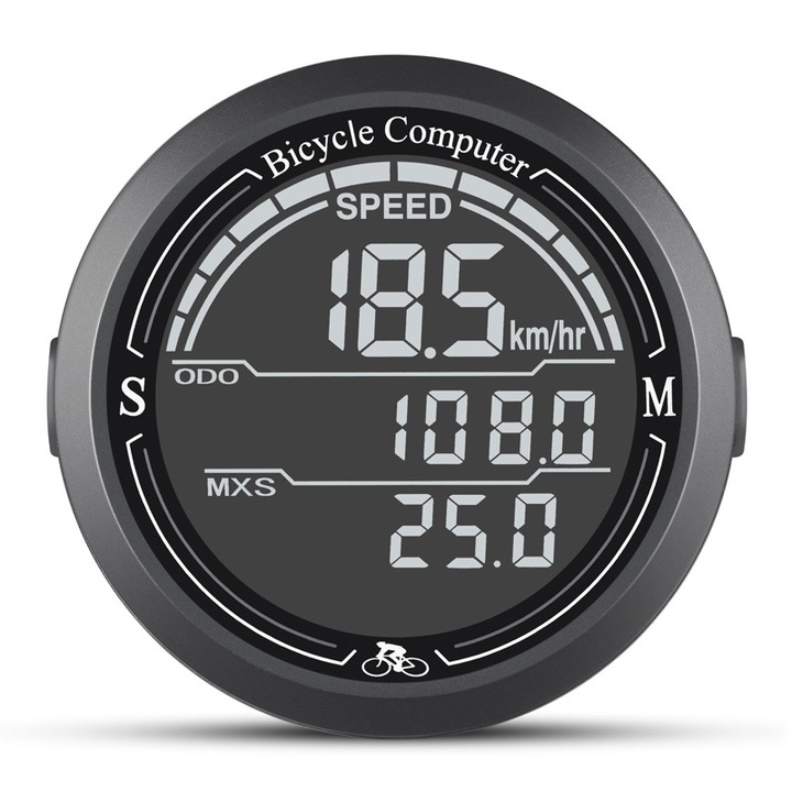 Vitezometru Pentru Bicicleta Digital, Rqiurpn, Display LCD, Rezistent La Apa, Abs, 9.8*2.7*11.5cm, Negru
