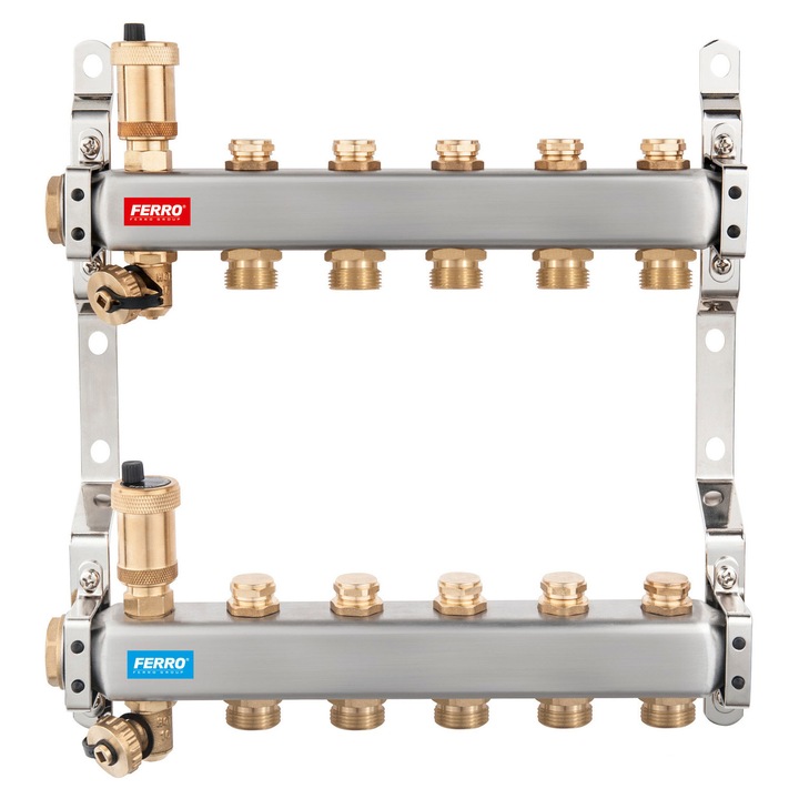 Distribuitor 12 cai cu valve de inchidere, Ferro, otel inoxidabil, set complet