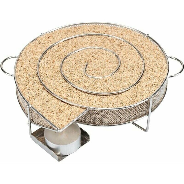 Fumator spiral rece din otel inoxidabil 304, compact, 20x18x5cm, pentru carne si peste