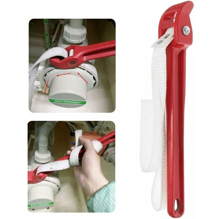 Cheie cu curea, 82 cm, nylon rosu, pentru demontare filtre auto